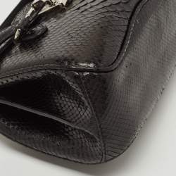 Pre Owned Gucci Black Python Lady Lock Satchel