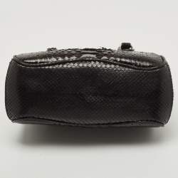 Pre Owned Gucci Black Python Lady Lock Satchel