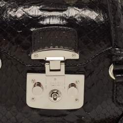 Pre Owned Gucci Black Python Lady Lock Satchel