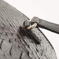 Pre Owned Gucci Black Python Lady Lock Satchel