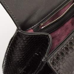 Pre Owned Gucci Black Python Lady Lock Satchel