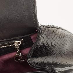 Pre Owned Gucci Black Python Lady Lock Satchel
