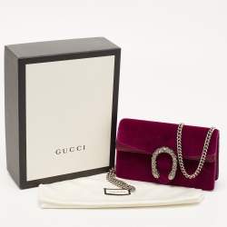 Pre Owned Gucci Purple Velvet And Leather Super Mini Dionysus Shoulder Bag