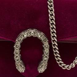 Pre Owned Gucci Purple Velvet And Leather Super Mini Dionysus Shoulder Bag
