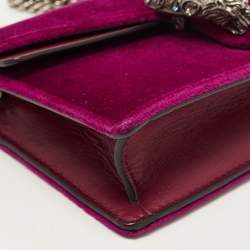 Pre Owned Gucci Purple Velvet And Leather Super Mini Dionysus Shoulder Bag