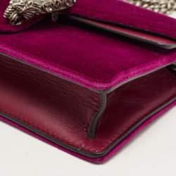 Pre Owned Gucci Purple Velvet And Leather Super Mini Dionysus Shoulder Bag