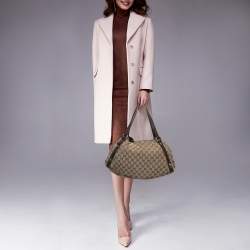 Pre Owned Gucci Beige/Brown GG Canvas and Leather Abbey D-Ring Shoulder Bag