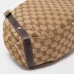 Pre Owned Gucci Beige/Brown GG Canvas and Leather Abbey D-Ring Shoulder Bag