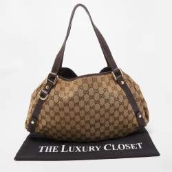 Pre Owned Gucci Beige/Brown GG Canvas and Leather Abbey D-Ring Shoulder Bag