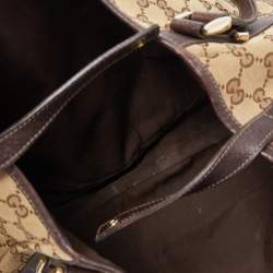 Pre Owned Gucci Beige/Brown GG Canvas and Leather Abbey D-Ring Shoulder Bag