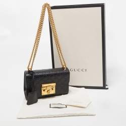 Pre Owned Gucci Black Guccissima Leather Small Padlock Shoulder Bag