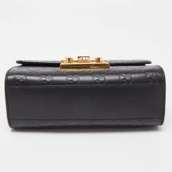 Pre Owned Gucci Black Guccissima Leather Small Padlock Shoulder Bag