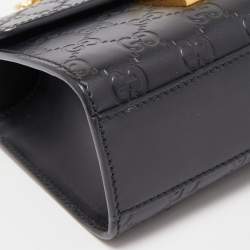 Pre Owned Gucci Black Guccissima Leather Small Padlock Shoulder Bag