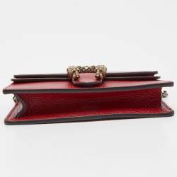 Pre Owned Gucci Red Leather Super Mini Dionysus Chain Bag