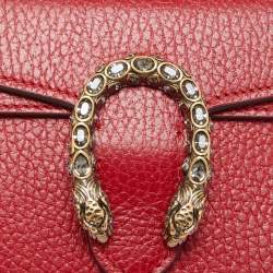 Pre Owned Gucci Red Leather Super Mini Dionysus Chain Bag
