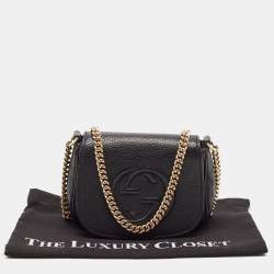 Gucci Black Leather Soho Flap Chain Crossbody Bag