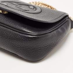 Gucci Black Leather Soho Flap Chain Crossbody Bag