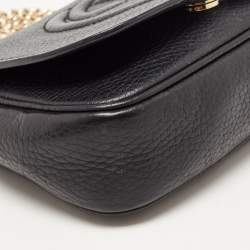 Gucci Black Leather Soho Flap Chain Crossbody Bag