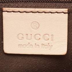 Pre Owned Gucci Rose Gold/Beige GG Canvas and Leather Medium Abbey D-Ring Hobo