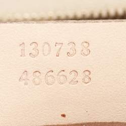 Pre Owned Gucci Rose Gold/Beige GG Canvas and Leather Medium Abbey D-Ring Hobo