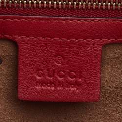 Pre Owned Gucci Red/Beige GG Supreme Coated Canvas Medium Padlock Shoulder Bag