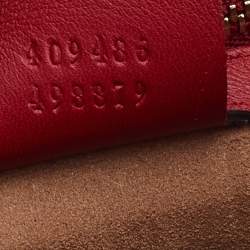 Pre Owned Gucci Red/Beige GG Supreme Coated Canvas Medium Padlock Shoulder Bag