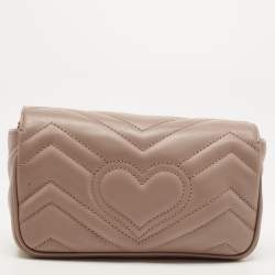 Gucci Old Rose Matelassé Leather Super Mini GG Marmont Shoulder Bag