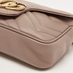 Gucci Old Rose Matelassé Leather Super Mini GG Marmont Shoulder Bag