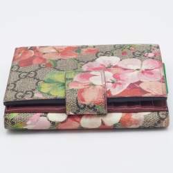 Gucci Multicolor GG Supreme Blooms Canvas French Flap Wallet