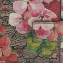 Gucci Multicolor GG Supreme Blooms Canvas French Flap Wallet