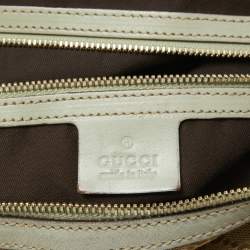Pre Owned Gucci Beige/Light Green GG Canvas and Leather Medium Pelham Hobo 