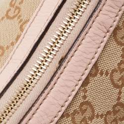 Pre Owned Gucci Beige/Pink GG Canvas and Leather Medium Messenger Bag