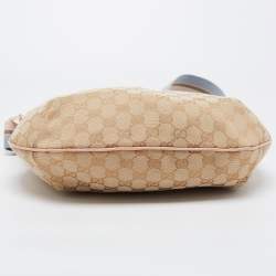 Pre Owned Gucci Beige/Pink GG Canvas and Leather Medium Messenger Bag
