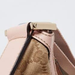 Pre Owned Gucci Beige/Pink GG Canvas and Leather Medium Messenger Bag