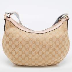 Pre Owned Gucci Beige/Pink GG Canvas and Leather Medium Messenger Bag
