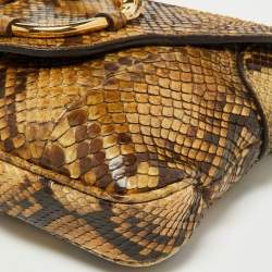 Pre Owned Gucci Beige/Brown Python Chain Shoulder Bag