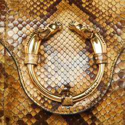 Pre Owned Gucci Beige/Brown Python Chain Shoulder Bag