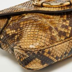 Pre Owned Gucci Beige/Brown Python Chain Shoulder Bag
