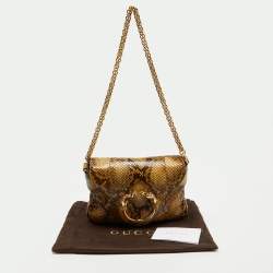 Pre Owned Gucci Beige/Brown Python Chain Shoulder Bag