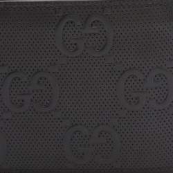 مملوكة مسبقًا Gucci Black Perforated GG Embossed Leather Bifold Wallet