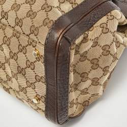 Pre Owned حقيبة يد غوتشي رانينج كانفاس GG بني/ بيج متوسطة 