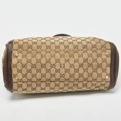 Pre Owned حقيبة يد غوتشي رانينج كانفاس GG بني/ بيج متوسطة 