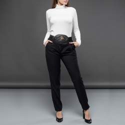 Pre Owned Gucci Black Matelassé Leather GG Marmont Belt Bag