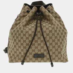 Gucci monogram drawstring bag brown