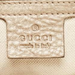 Pre Owned Gucci Beige/Metallic Beige GG Canvas and Leather Small Bella Tote