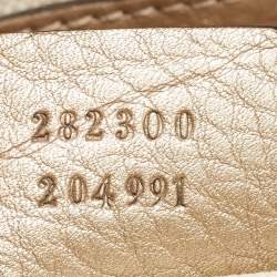 Pre Owned Gucci Beige/Metallic Beige GG Canvas and Leather Small Bella Tote