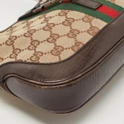 Pre Owned Gucci Brown/Beige GG Canvas and Leather Jackie O Hobo