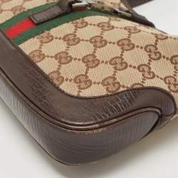 Pre Owned Gucci Brown/Beige GG Canvas and Leather Jackie O Hobo