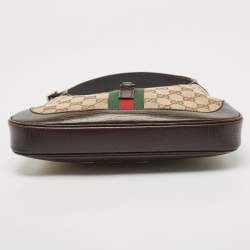 Pre Owned Gucci Brown/Beige GG Canvas and Leather Jackie O Hobo