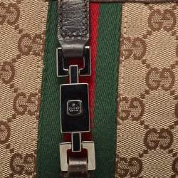 Pre Owned Gucci Brown/Beige GG Canvas and Leather Jackie O Hobo